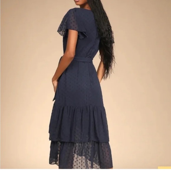 Lulu's Blue Midi Dress with Elegant Design - Picture 2 of 15